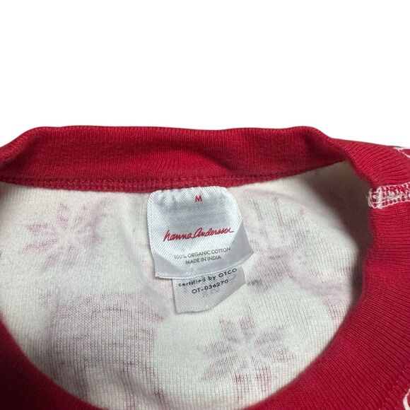 Hanna Andersson Womens Pajama Set M Fair Isle Flannel Knit Deer Christmas Pants - Picture 2 of 12